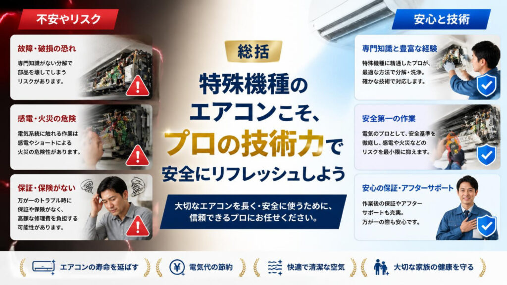 総括：特殊機種のエアコンこそ、プロの技術力で安全にリフレッシュしよう