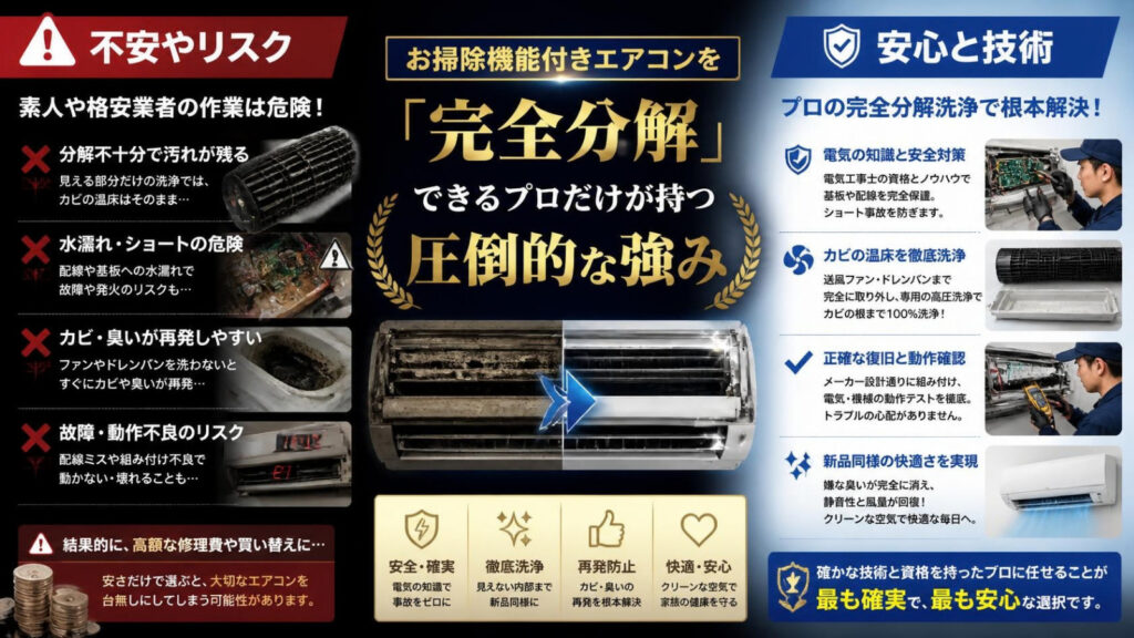 お掃除機能付きエアコンを「完全分解」できるプロだけが持つ圧倒的な強み