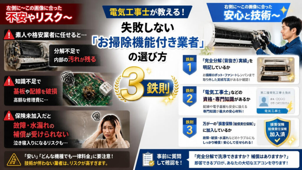 電気工事士が教える!失敗しない「お掃除機能付き業者」の選び方3鉄則