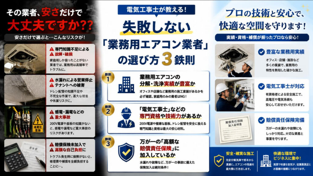電気工事士が教える！失敗しない「業務用エアコン業者」の選び方3鉄則