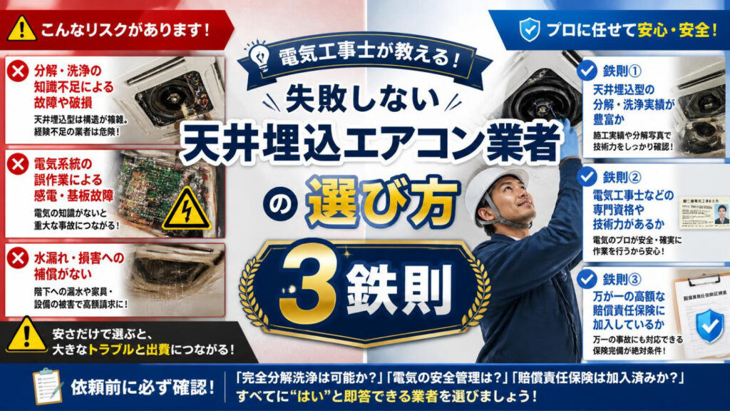 電気工事士が教える！失敗しない「天井埋込エアコン業者」の選び方3鉄則